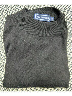 Paul Fredrick Men's Black Knit Sweater XXL Silk/Cotton/Cashmere Blend Crewneck R